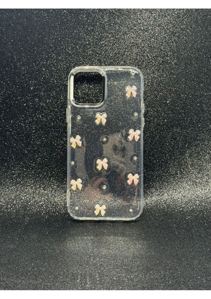 Iphone 12 Pro Uyumlu Epoksi Desenli Simli Sert Şeffaf Kılıf