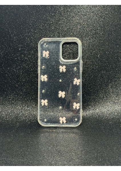 Iphone 12 Pro Uyumlu Epoksi Desenli Simli Sert Şeffaf Kılıf