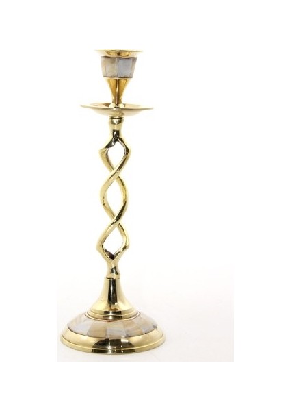 Tekli Pirinç Sedefli Şamdan Model 2