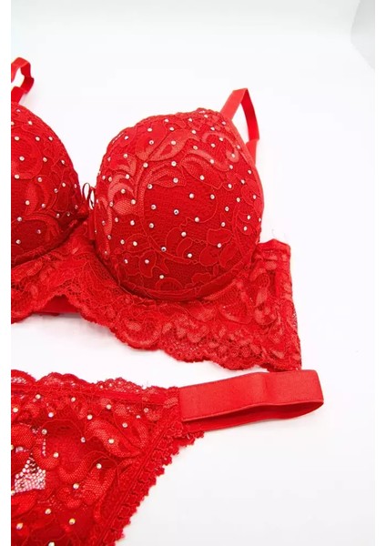 Lingerie Ince Askı Serpme Taşlı Dantelli Sütyen Takım 105 modelleri