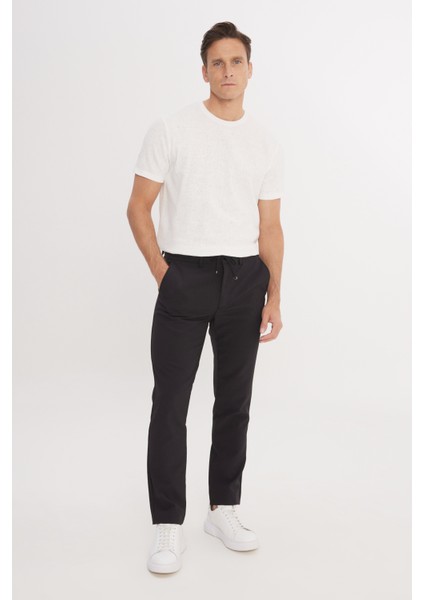 Slim Fit Dar Kesim Beli Bağlamalı Çizgili Yan Cepli Casual Jogger Pantolon fiyatları