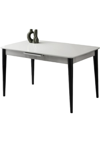 Milano Açık Gri Renk Highgloss Açılır 130X80 Masa (Açılımış Ölçüsü 160X80)