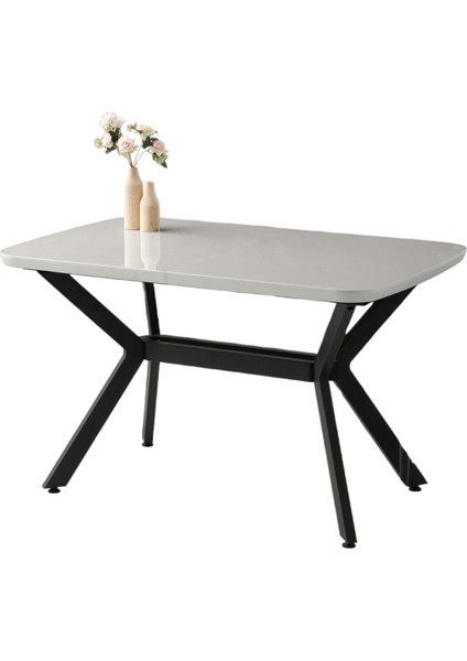 Anka Açık Gri Renk Highgloss Açılır 130X80 Masa (Açılımış Ölçüsü 160X80)