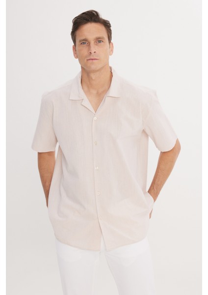 Pamuklu Keten Oversize Fit Bol Kesim Hawai Yaka Gömlek modelleri