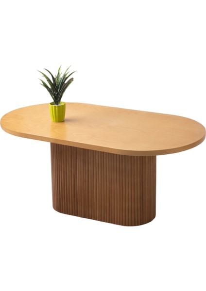 Orkide Naturel Renk Cilalı Mdf Manolya Naturel Ahşap Ayak Sabit 160X90 Masa