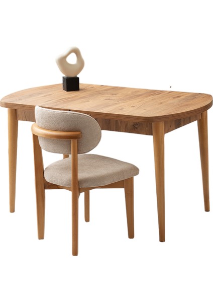 Kelebek Kaşıklıklı Diş Budak Açılır Naturel Ahşap Ayak 140X80 Masa (Açılımış Ölçüsü 175X80)