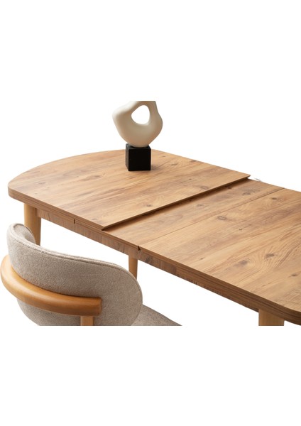 Kelebek Kaşıklıklı Diş Budak Açılır Naturel Ahşap Ayak 140X80 Masa (Açılımış Ölçüsü 175X80)