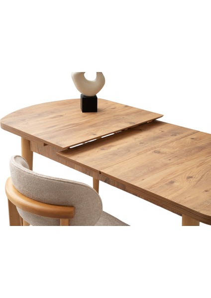 Kelebek Kaşıklıklı Diş Budak Açılır Naturel Ahşap Ayak 140X80 Masa (Açılımış Ölçüsü 175X80)