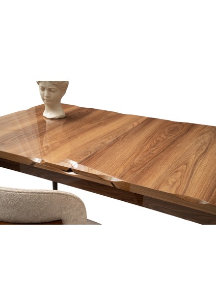 Kelebek Kütük Hazar Desen Highgloss Açılır 160X90 Masa (Açılımış Ölçüsü 197X90)