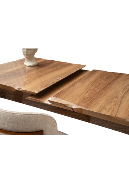 Kelebek Kütük Hazar Desen Highgloss Açılır 160X90 Masa (Açılımış Ölçüsü 197X90)