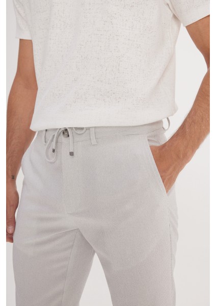 Slim Fit Dar Kesim Beli Bağlamalı Çizgili Yan Cepli Casual Jogger Pantolon fırsatları
