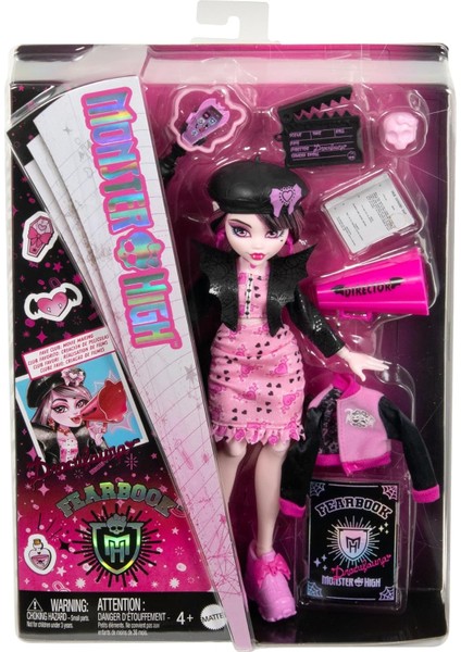 Monster High Fearbook Draculaura Moda Bebeği Ceket, Yıllığı ve Film Kulübü Aksesuarları