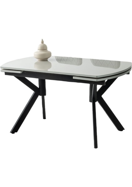 Still Açık Gri Renk Highgloss Norte Ayak Yanlardan Açılır 130X80 Masa (Açılımış Ölçüsü 182X80)