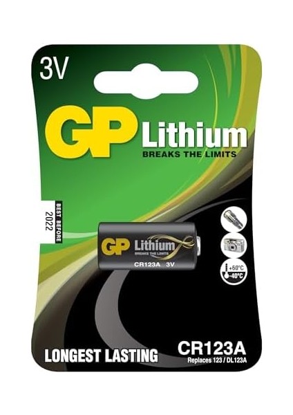 Batteries CR123A DL123A/CR123A Boy Lityum Pil, 3 Volt, Tekli Kart modelleri