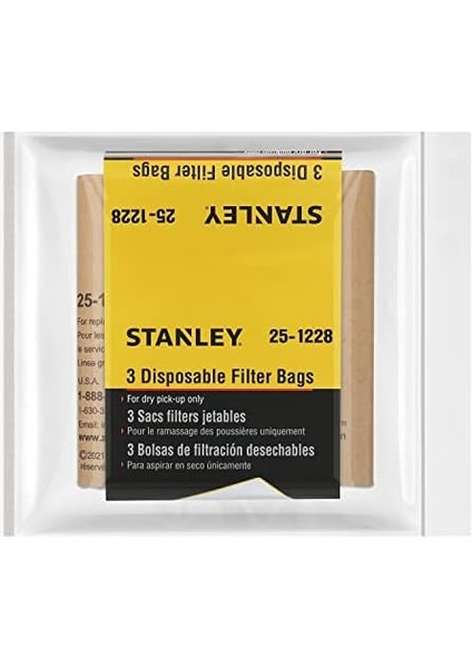 25-1228 Fits 2.5-3.5 Gallon Disposable Filter Bag Wet Or Dry Vacuum Cleaner, 3 Filter Bags Per Package