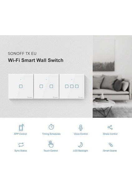 Ev Wi-Fi Işık Anahtarı Google Home-Alexa (Yeni Versiyon)