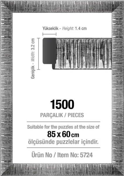 PUZZLE1500 Parça Gümüş 85 x 60 Cm, 30 Mm, Puzzle Çerçevesi