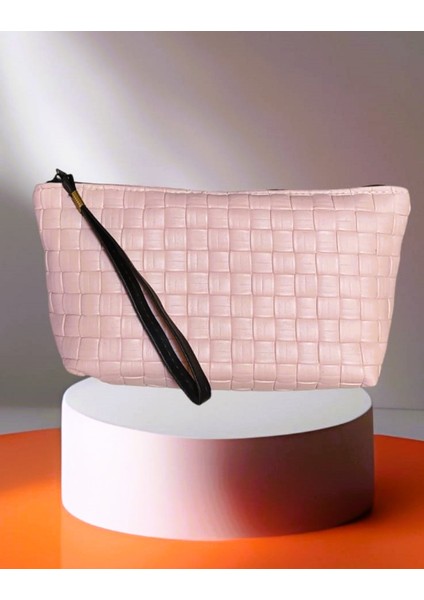 Hasır Desenli Makyaj Çantası ( 27-15 Cm)