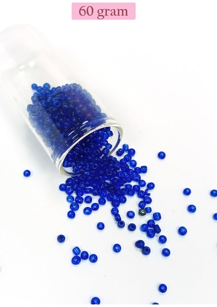 Dökme Cam Kum Boncuk (8/0) 3 Mm - 60 Gram - Koyu Mavi - Bnc219
