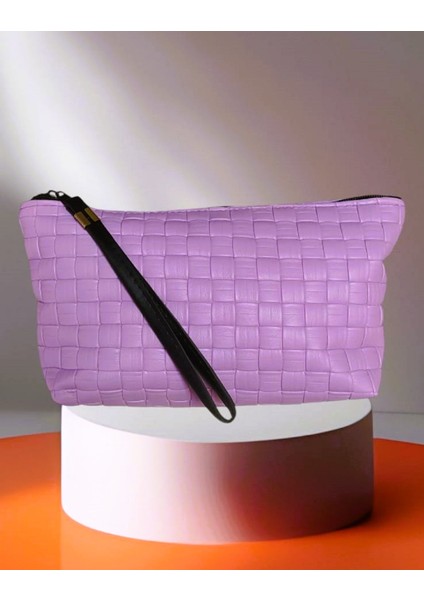 Hasır Desenli Makyaj Çantası ( 27-15 cm)