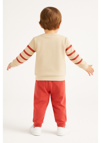 Erkek Bebek Ayıcık Nakışlı Çizgili 2’li Takım Pamuklu Pijama Takımı Günlük Rahat Kullanım fiyatları