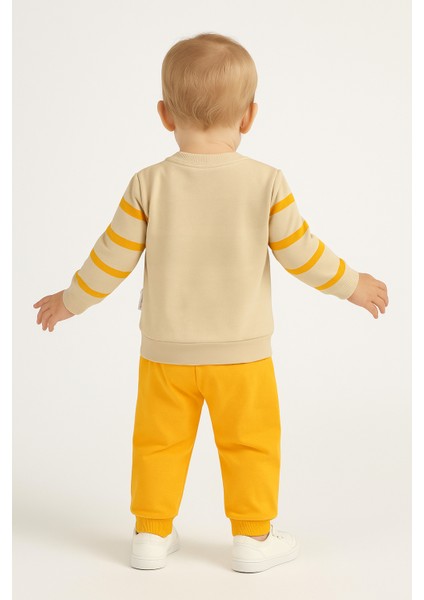 Erkek Bebek Ayıcık Nakışlı Çizgili 2’li Takım Pamuklu Pijama Takımı Günlük Rahat Kullanım fiyatları