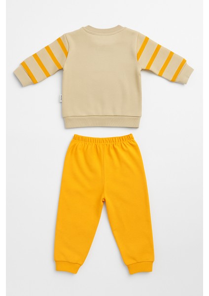 Erkek Bebek Ayıcık Nakışlı Çizgili 2’li Takım Pamuklu Pijama Takımı Günlük Rahat Kullanım modelleri