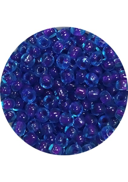 Dökme Cam Kum Boncuk (8/0) 3 Mm - 20 Gram - Şeffaf Koyu Mavi - Bnc161