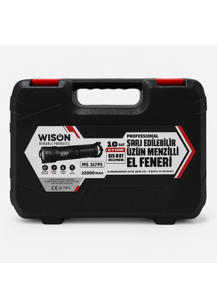 Wıson WS-1175 Profesyonel Şarj Edilebilir Uzun Menzilli El Feneri
