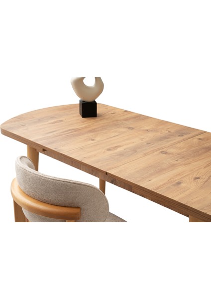 Kelebek Kaşıklıklı Beyaz Renk Naturel Ahşap Ayak Açılır 140X80 Masa (Açılımış Ölçüsü 175X80)