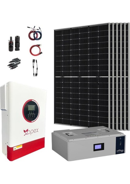 13.000 Watt Büyük Bağ Evi Solar Paketi 430W Güneş Paneli 3.5kw Inverter 5kw Lityum Akü
