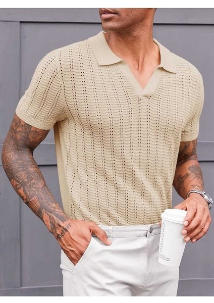 Wallace Polo Yaka Triko T-Shirt Bej - M modelleri