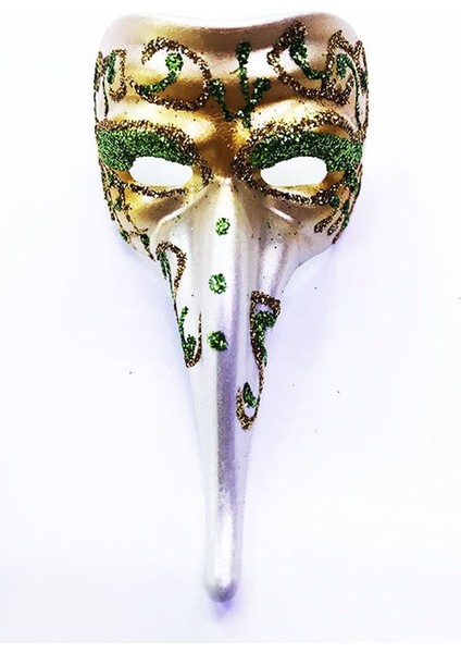 Yeşil Renk Işlemeli Seramik Malzemeden Imal Venedik Uzun Maske Magnet.glpzr