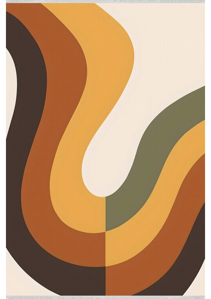 Lofy Halı Vintage Boho Desen Halı Zeytin Kahve Tonları 160X230 cm