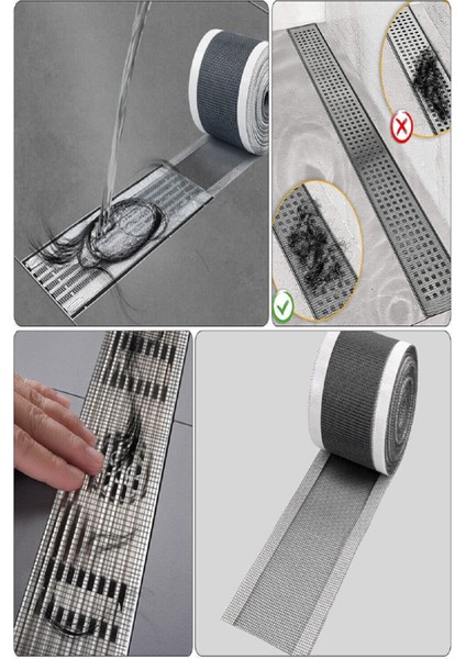 4 Metre Yapışkanlı Banyo Gider Koruyucu Saç Toplayıcı - Gider Böcek Koruyucu Gider Süzgeci.glpzr