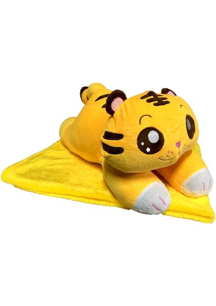 Peluş Battaniyeli Yatan Kedi 55 Cm..glpzr