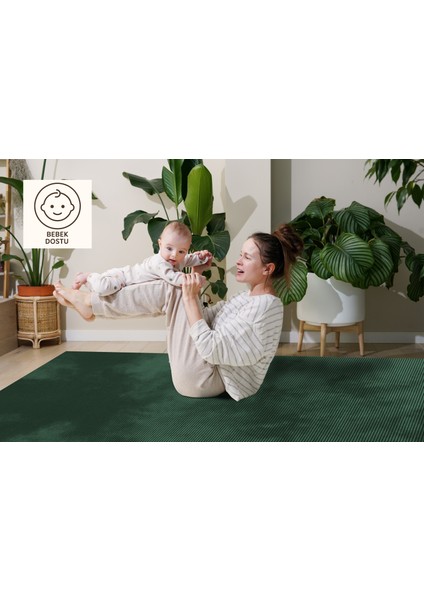 Lofy Halı Tek Renk Zümrüt Yumuşak Dokulu Modern Halı 160X230
