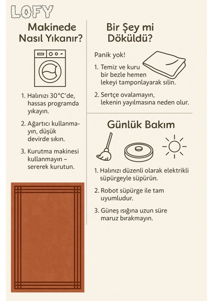 Lofy Halı Kaymaz Taban Tarçın Renk Modern Halı 160X230 cm fiyatları