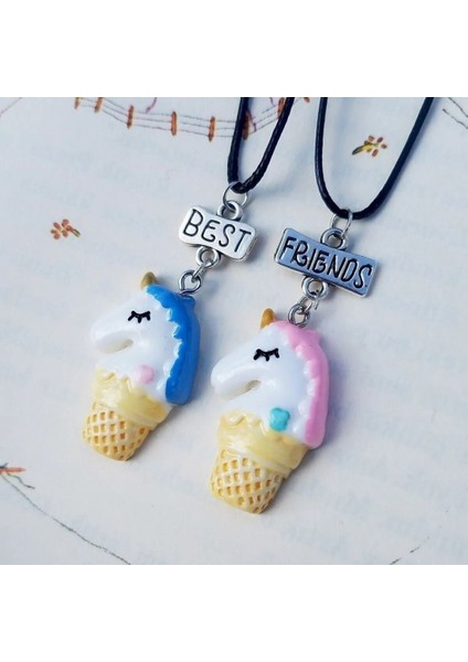Sevimli Unicorn Silgi 3 Adet Best Friend Kolye