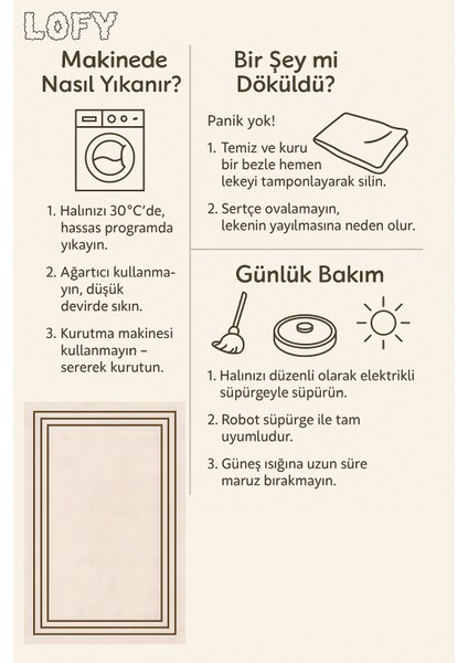 Lofy Halı Krem Zemin Kahve Çizgili Modern Halı Yıkanabilir 160X230 fiyatları