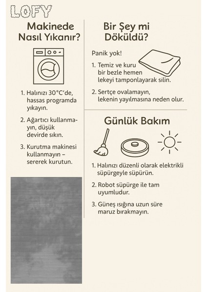 Lofy Halı Gri Tek Renk Yumuşak Kadife Halı Yıkanabilir 160X230