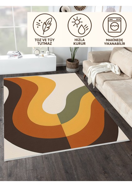 Lofy Halı Vintage Boho Desen Halı Zeytin Kahve Tonları 160X230 cm