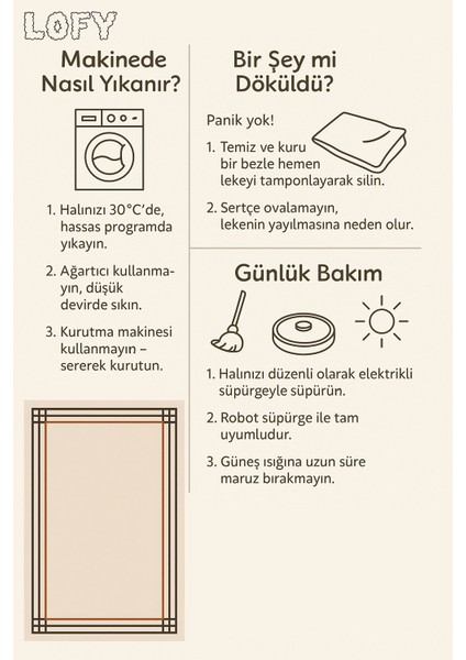 Lofy Halı Çift Çizgili Krem Kahve Yıkanabilir Modern Halı 160X230 cm fiyatları