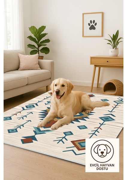 Lofy Halı Krem Zeminli Geometrik Etnik Desen Halı 160X230 Yıkanabilir fiyatları