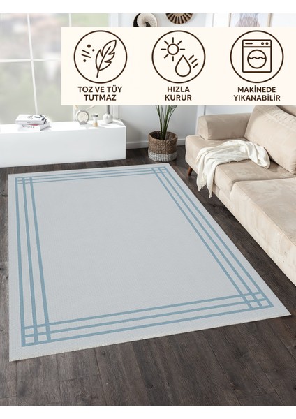 Lofy Halı Minimal Buz Mavi Salon Halısı Kaymaz Taban 160X230 cm modelleri