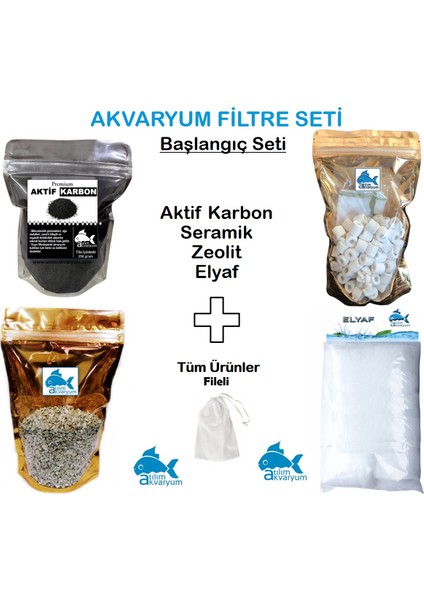 Sump ve Dış Filtre Malzeme Bakım Seti, Seramik, Elyaf, Karbon, Zeolit
