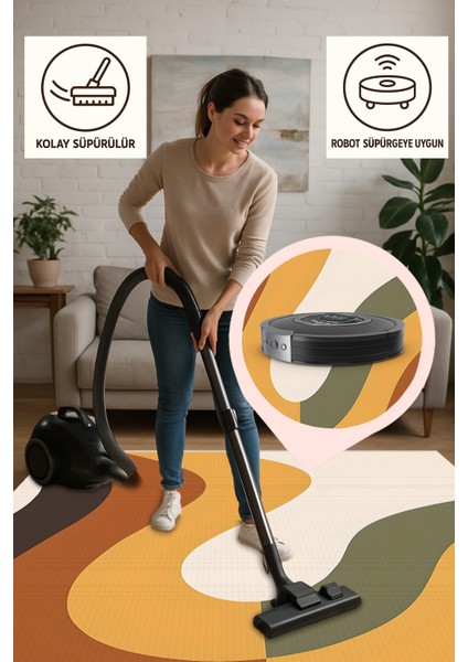 Lofy Halı Vintage Boho Desen Halı Zeytin Kahve Tonları 160X230 cm modelleri