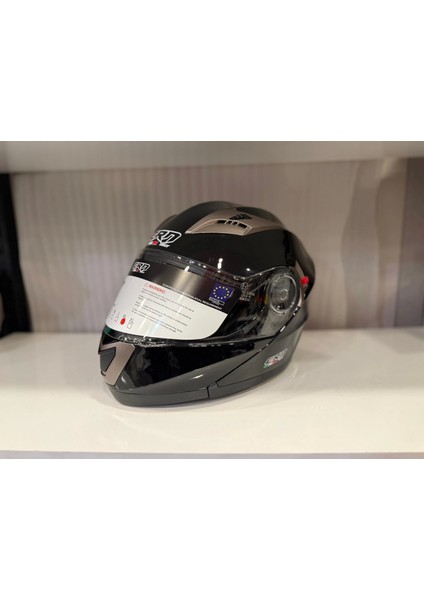 Kask Crn 925 Çene Açılır Parlak Siyah