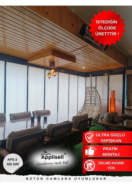 Cam Balkon Perdesi – Yapışkanlı Plise Perde | Kolay montaj-Sis Gri