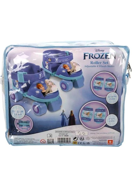 Frozen Çantalı Kasklı, Dizlik ve Dirseklikli 4 Teker Paten Seti-Mor-22-29 Numara Için Ayarlanabilir